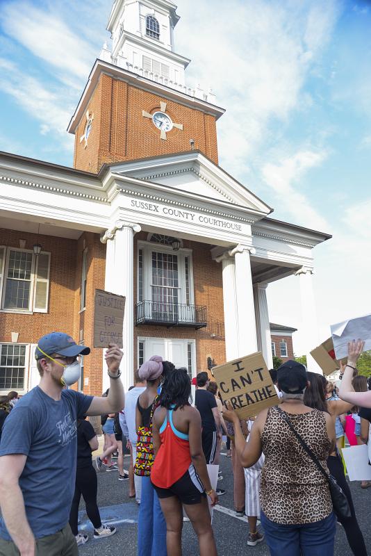 A diverse crowd gathered at the courthouse and slowly swelled to rally and offer support for the cause.